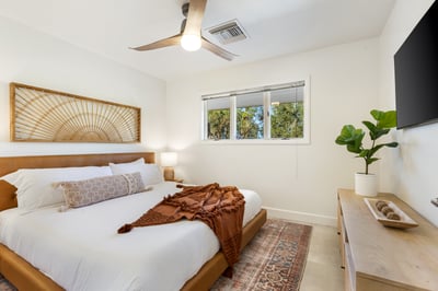 Copper: Guest bedroom three on second floor with King bed and shares a bathroom with Iron