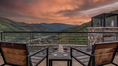 Primary private heated balcony on upper level