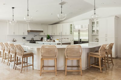 Bar seating for 8 around the island.