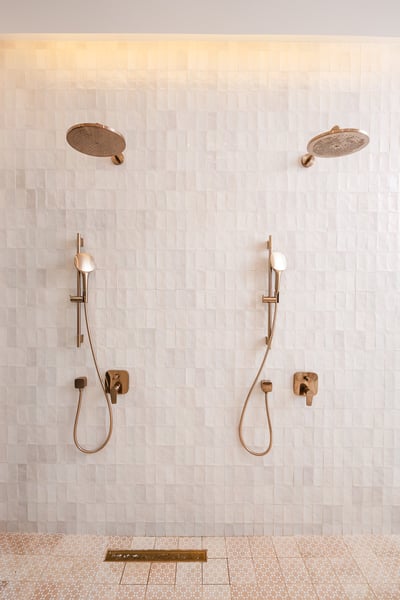 Beige Primary Suite 1 (Main House): Ensuite Bathroom • Double Shower