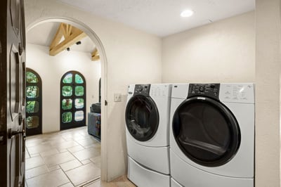 Your laundry routine becomes a breeze with a full-size washer and dryer right at your fingertips, tu