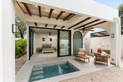 - Step straight from the bedroom to your private patio with a dipping pool
- Enjoy shaded outdoor se