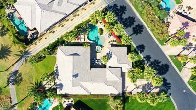 Bird's eye view to showcase the size and layout of the yard. Made for entertainment!