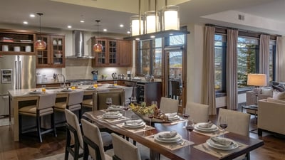 Dining Room with views into the kitchen
