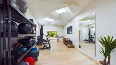 Fitness Area: Located in the main house. Air conditioning, Indoor bike, Rowing machine, Kettlebell, 
