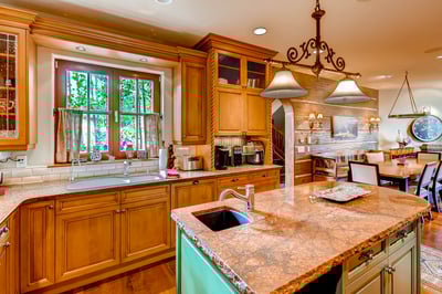 Open kitchen and dining area