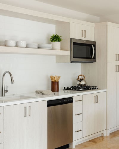 Full kitchen in the detached casita with full size fridge, stove top, microwave and dishwasher!