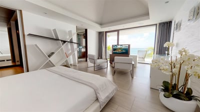 Bedroom 3: Upper level, ocean view. King size bed, air conditioning, HD TV with Dish Netwo