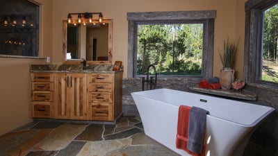 Primary suite on upper level ensuite with soaking tub