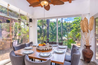 Additional table with enough seating for eight.