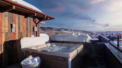 Hot tub on beautiful rooftop deck