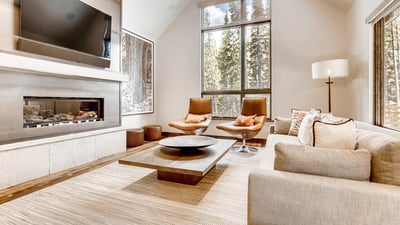 Great room with fireplace and TV