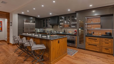 Updated gourmet kitchen with bar seating