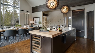 Kitchen open to dining area