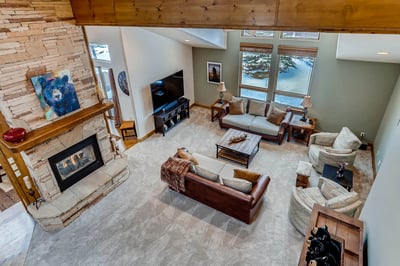 View of great room from loft