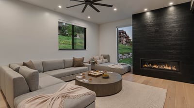 Sitting room on main level with fireplace