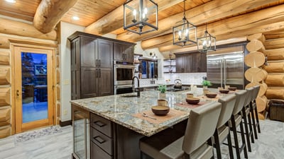 Spacious kitchen with high-end finishes