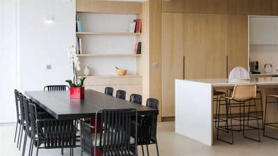 Dining Area: Indoor dining table for eight guests. Ocean view. 