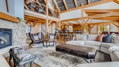 Great room with high ceilings and loft