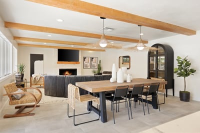 Share a meal around the dining table set for 8