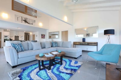 Living & Dining Area: Large living room, Flat screen TV, DVD player, IPod docking station, French TV