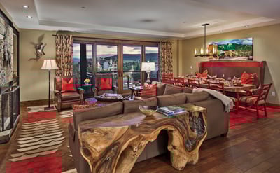 Open great room with balcony