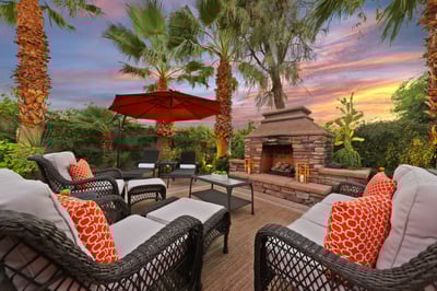 Tranquil fireplace with lounge seating