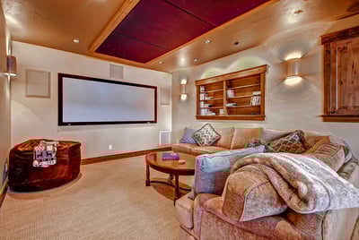 Theater screen in lower level rec room