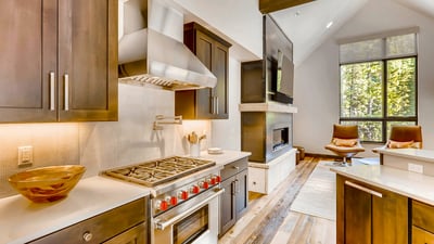 Professional range in kitchen