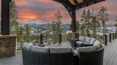 Main level deck with plenty of seating and views of Breckenridge Ski Resort