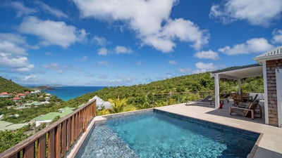 Terrace & Pool: Pool (5m x 3m) with steps, lounge, Gas BBQ, Sun Deck. 