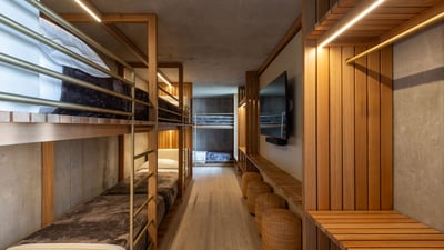 Kids Room: Located in the main villa on a lower level. Six single beds, air conditioning, HD-TV, App