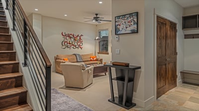 Lower level entry with mudroom storage and family room
