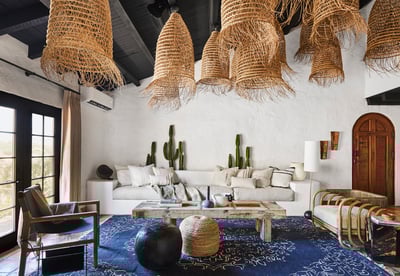 Fun fact: these basket lighting fixtures were sourced from Tunisia for Casa Tierra.