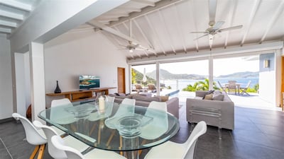 Dining Areas: Indoor dining table in the great room. Outdoor Large dining table for 8 guests. 