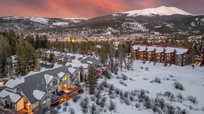 Winter aerial of Pines 75 Townhome