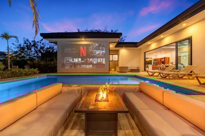 Fire Pit Area with Projector