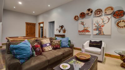 Family room with billiards and flat screen TV