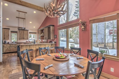 Dining room with kitchen view